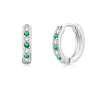 Josfeva Orecchini a cerchio per ragazze, in argento Sterling 925, ipoallergenici con zirconi bianchi/acquamarina/rosa/rosa/viola/zaffiro/verde, regalo per ragazze con scatola