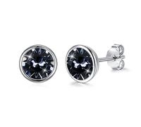 Josfeva Orecchini a perno in argento 925, 8 mm, nero, viola, aurora boreale, blu, rosso, bianco, verde, vermiglio, giallo, rosa, viola, zaffiro, piccoli orecchini rotondi con cristallo, da donna