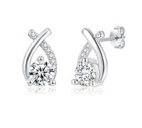 Josfeva Orecchini a perno in argento Sterling 925, a forma di stella incrociata, con zirconi, ipoallergenici, per dormire, cartilagine, in argento 925, piccoli orecchini con confezione regalo, 10