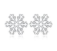 Josfeva Orecchini da donna in argento Sterling 925, con fiocco di neve, con alce e perle in argento, per donna, 10 mm, per dormire, per l'inverno, Natale, Oro bianco Oro giallo Argento sterling