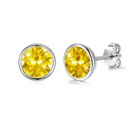 Josfeva Orecchini in argento 925, 8 mm, blu, verde, rosa, nero, aurora boreale, viola, rosso, bianco, piccoli, rotondi, da donna, con cristalli, con confezione regalo, 8mm, Argento sterling, Cristallo