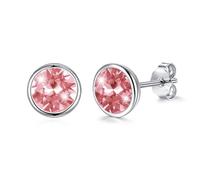 Josfeva Orecchini in argento 925, 8 mm, blu, verde, rosa, nero, aurore boreale, viola, rosso, bianco, piccoli orecchini rotondi da donna, con cristalli, orecchini con confezione regalo, Argento