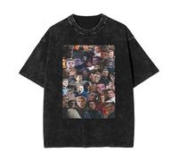 Josh Actor Hutcherson - Maglietta a maniche corte da uomo e da donna, con stampa vintage effetto slavato, 5 taglie, Nero , L