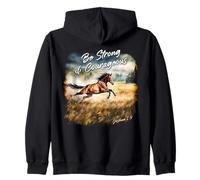 Joshua 1:9 Be Strong & Courageous - Girls Horse Verse Felpa con Cappuccio