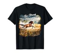 Joshua 1:9 Be Strong & Courageous - Girls Horse Verse Maglietta