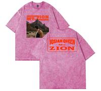 Josiah Queen Mt Zion Merch t-shirt in cotone lavato t-shirt unisex manica corta casual girocollo t-shirt, rosa, XXL