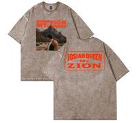 Josiah Queen Mt Zion Merch t-shirt in cotone lavato t-shirt unisex manica corta casual girocollo t-shirt, Marrone, L