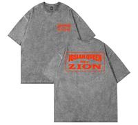 Josiah Queen Mt Zion t-shirt in cotone lavato t-shirt unisex manica corta casual girocollo t-shirt, Grigio, XXL