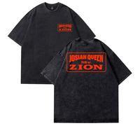 Josiah Queen Mt Zion t-shirt in cotone lavato t-shirt unisex manica corta casual girocollo t-shirt, Nero , XL