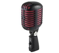 Joskeijky 1 Pezzo Professionale Retro Dinamico Vocale Microfono Nero & Rosso Metallo Swing Mic per Live Performance Karaoke