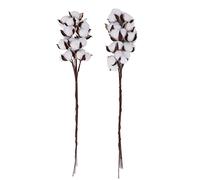 Joskeijky 20 Pezzi Steli di Cotone Falsi Fiori di Cotone Gambi Floreali Cotone Artificiali Decorazioni Farm per Vaso DeCor