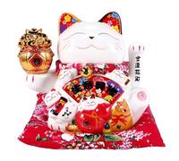 Joskeijky 7 Pollici in Ceramica Fando Segno di Gatto Maneki Ornamento Feng Shui Decorazione Altalena Fortunato Gatto, B