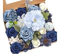 Joskeijky Fiori Artificiali Falsi Fiori di Peonia Blu Polvere Combo per Fai da te Matrimonio Mazzi da Sposa Centri Tavola Decorazioni per