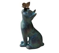 Joskeijky Statua da giardino a forma di gatto Curioso in un giardino di farfalle, scultura di gatto, statuette di animali, curato