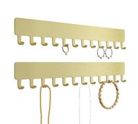 Josmimic Supporto organizer per collane da parete: espositore per gioielli da appendere a parete, oro, 2 pezzi