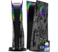 Joso Cover frontale con striscia luminosa a LED RGB per PS5 Disc Edition, ABS antigraffio e antipolvere, ricambio per piastra frontale con prese d'aria, sincronizzazione musicale con 8 colori, oltre