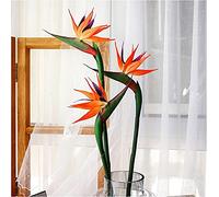 JOSON 3 fiori permanenti rossi arancioni grandi uccelli del paradiso, la parte del fiore è realizzata in morbida gomma PU che non sbiadisce, piante da fiori artificiali per casa e ufficio, stelo da