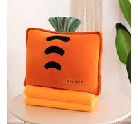 JOSON Set di coperta da viaggio e coperta per pisolino pomeridiano, 3 in 1, bel cuscino imbottito di frutta, mani calde, adatto per viaggi dei bambini e pisolino in ufficio (carota arancione)