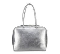 JOST Pelle borsa a tracolla con scomparto per laptop Silver Shimmer Bowling Bag Business Silver argentato
