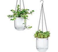Josteve 11,4 cm, 2 vasi autoirriganti da appendere per interni con fori di drenaggio, piccole fioriere da appendere per esterni, livello dell'acqua visibile, decorazione per la casa, giardinaggio
