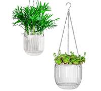 Josteve Fioriera da appendere per interni con fori di drenaggio, piccole fioriere da appendere per esterni, livello dell'acqua visibile, decorazione per la casa, giardinaggio