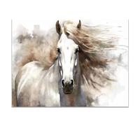 JOSUE Quadri Moderni Bianco E Nero Animale Cavallo Stampe E Quadri Su Tela Moderni,Grigio, nero Quadri Decorazioni Soggiorno Sala Da Pranzo Bar-75x115cm Non incorniciato