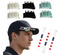 Josuyofo 6 clip per cappello da golf, supporto per tee da golf, clip per cappello a tesa e visiera, memorizza 3 tee da golf per un accesso rapido (nero, bianco, blu)