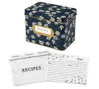 Jot & Mark Scatola di latta decorativa per ricette, porta biglietti di auguri, 10,2 x 15,2 cm (kit scatola per ricette, margherite inglesi)