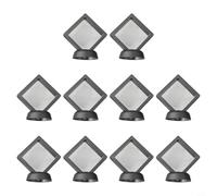Jotekonoby 5/10PCS 3D Floating Frame Holder Stand Box Trasparente Gioielli per Anello Coin Display Caso (Nero 10PCS)