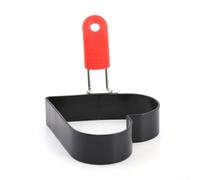 Jotekonoby Anello per cottura uova in acciaio inox con rivestimento senza rivestimento e manico pieghevole per friggere le uova, strumento di cottura resistente al calore per uso in cucina (a forma di