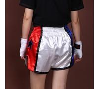 Jotekonoby Anotherboxer, pantaloncini unisex per allenamento thailandese, boxe, kickboxing, MMA, combattimento, per uomini e donne, in poliestere, traspirante, colore bianco