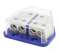 Jotekonoby Blocco di distribuzione dell'energia in rame, terminale a crimpare distributore di terra per sistemi audio automobilistici, calibro 4 x 8 in 2 x 4 gauge out portafusibili con connessioni