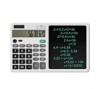Jotekonoby Calcolatrice scientifica pieghevole da tavolo con lavagna cancellabile, display LCD a 10 cifre, fisica matematica/geometria (bianco)