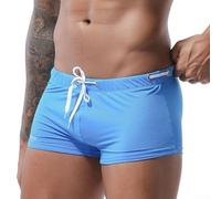 Jotekonoby Costume da bagno da uomo per boxer, ad asciugatura rapida, elasticizzato, per spiaggia o piscina, tessuto in nylon spandex, vestibilità traspirante, compatibile (per celeste)