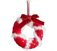 Jotekonoby Ghirlanda natalizia in morbido peluche con fiocco e campana, per decorazioni natalizie, ornamento da appendere, stile festivo e stagionale (rosso, nessuno)