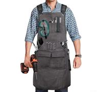 Jotekonoby Grembiule da saldatura resistente per uomini e donne, grembiule da lavoro in tela con tasche multiple, cinturino incrociato regolabile sulla schiena per protezione anti-inquinamento (tela