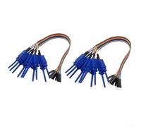 Jotekonoby Kit di morsetti per cavi IDC a 20 pin con clip maschio e femmina per test di circuiti, design retrattile a molla, cavo da 20 cm (blu)