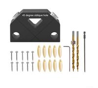 Jotekonoby Kit per fori tascabili per falegnameria in legno, guida per trapano a 45 gradi con struttura in acciaio inossidabile, strumento di allineamento per legno forte e invisibile