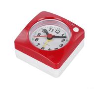 Jotekonoby Mini sveglia quadrata in plastica con movimento al quarzo e luce integrata, orologio da viaggio silenzioso portatile per scrivania e comodino, in diversi colori (rosso)