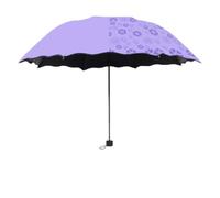 Jotekonoby Ombrello che cambia colore, design floreale compatto a 3 pieghe, con protezione UV oscurante UPF50+, per sole e pioggia, ombrello da viaggio leggero e portatile (viola)