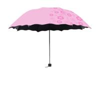 Jotekonoby Ombrello che cambia colore, design floreale compatto a 3 pieghe, con protezione UV oscurante UPF50+, per sole e pioggia, ombrello da viaggio leggero e portatile (rosa)