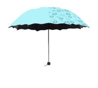 Jotekonoby Ombrello che cambia colore, design floreale compatto a 3 pieghe, con protezione UV oscurante UPF50+, per sole e pioggia, ombrello da viaggio leggero e portatile (verde)