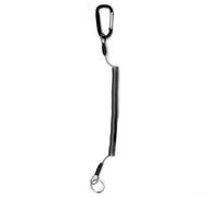 Jotekonoby Pl Antilost - Cordino a molla a spirale per attrezzi da pesca, 26 cm, con guscio in PVC, chiusura in alluminio, estensibile fino a 120 cm per collegarsi (nero)
