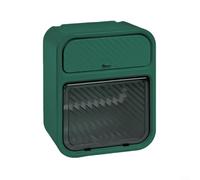 Jotekonoby Scatola porta fazzoletti da bagno a parete con cassetto, impermeabile, per rotoli di carta e salviette, organizer da bagno senza trapano, bianco (verde scuro)