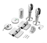 Jotekonoby Set completo di accessori per la serratura della porta del bagno, in acciaio inox, con staffa di fissaggio a cerniera e maniglia girevole a 180 gradi, per bagno pubblico (destra)