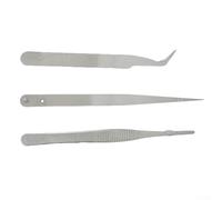 Jotekonoby Set di 3 pinzette di precisione, in acciaio inox, antiscivolo, per strumenti di riparazione elettronica, piccoli oggetti, strumento tecnico