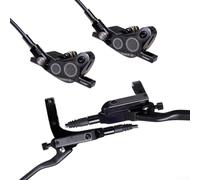 Jotekonoby Set di freni a disco idraulici a 4 pistoncini per bici da strada e mountain bike, freni in lega di alluminio con tubi dell'olio anteriori da 80 cm e posteriori da 145 cm, 560 g/set (oro)