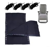 Jotekonoby Set di riparazione per sedia a sdraio da esterni, con rete in nylon resistente, 160 x 43 cm e 4 corde elastiche per il restauro della sedia da spiaggia, grigio scuro (blu navy)