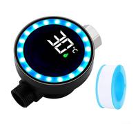 Jotekonoby Termometro per acqua a LED G1/2 con display di temperatura da 0 a 99 °C per bagno, ABS nero+termometro in acciaio inox per soffione doccia da 1/2 pollici