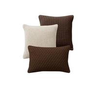 JOTEX Mila Confezione da 3 federe per cuscino con parte anteriore lavorata a maglia, in poliestere di alta qualità, marrone, 50 x 50 cm, 50 x 50 e 60 x 40 cm